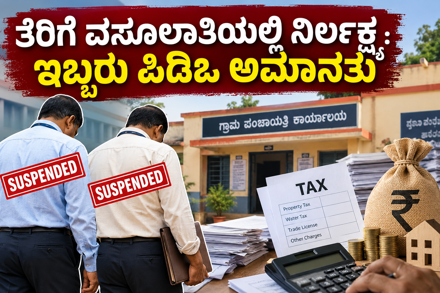 ತೆರಿಗೆ ವಸೂಲಾತಿಯಲ್ಲಿ ನಿರ್ಲಕ್ಷ್ಯ: ಇಬ್ಬರು ಪಿಡಿಒ ಅಮಾನತು